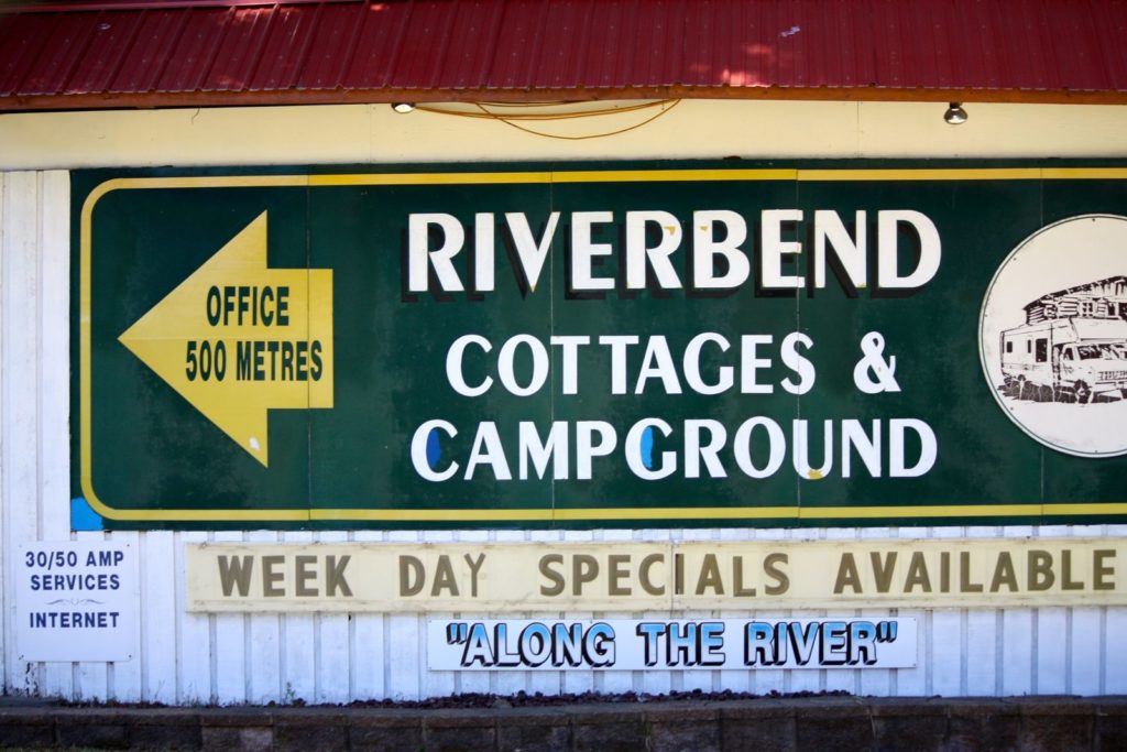 tennis-tourist-parksville-riverbend-cottages-campground-sign